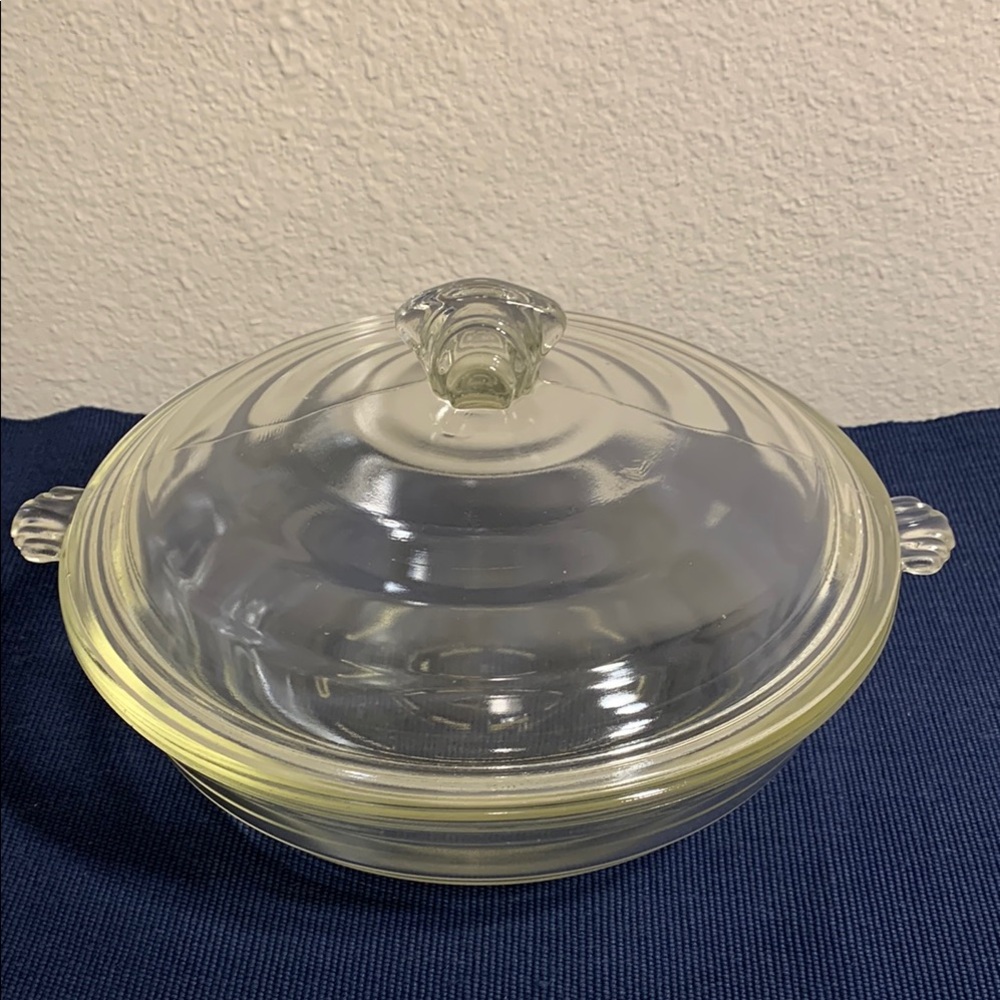 Vintage Glassbake Clear Glass Casserole Dish with Lid